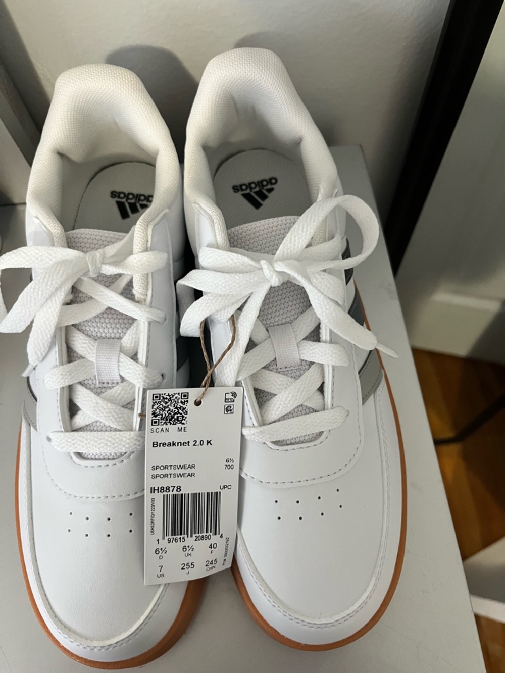 adidas Breaknet 2.0 White with Gum Sole Sneakers